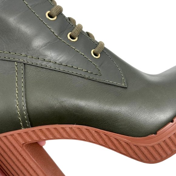NWOB Tod's Green Leather Lace Up Heeled Boots - Picture 10 of 12